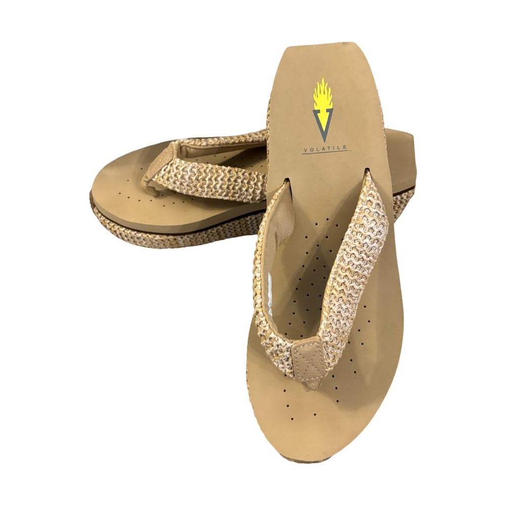 Volatile Beige Woven Platform Flip Flops - Picture 7 of 7